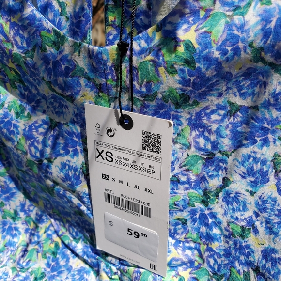 ZARA| PRINTED GATHERED BLOUSE - Picture 8 of 9